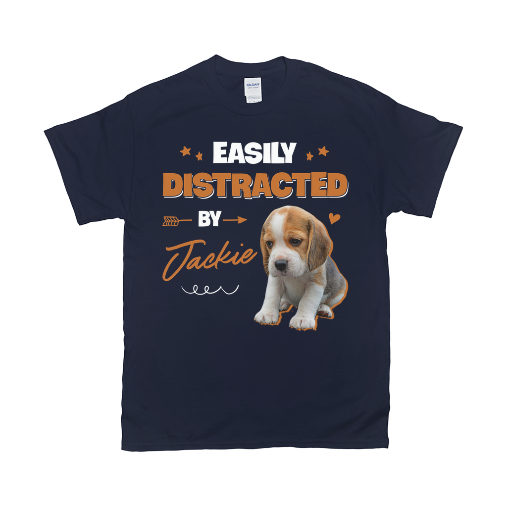 Easily Distracted By My Pet Custom Pet Unisex T-shirt - Noble Pawtrait