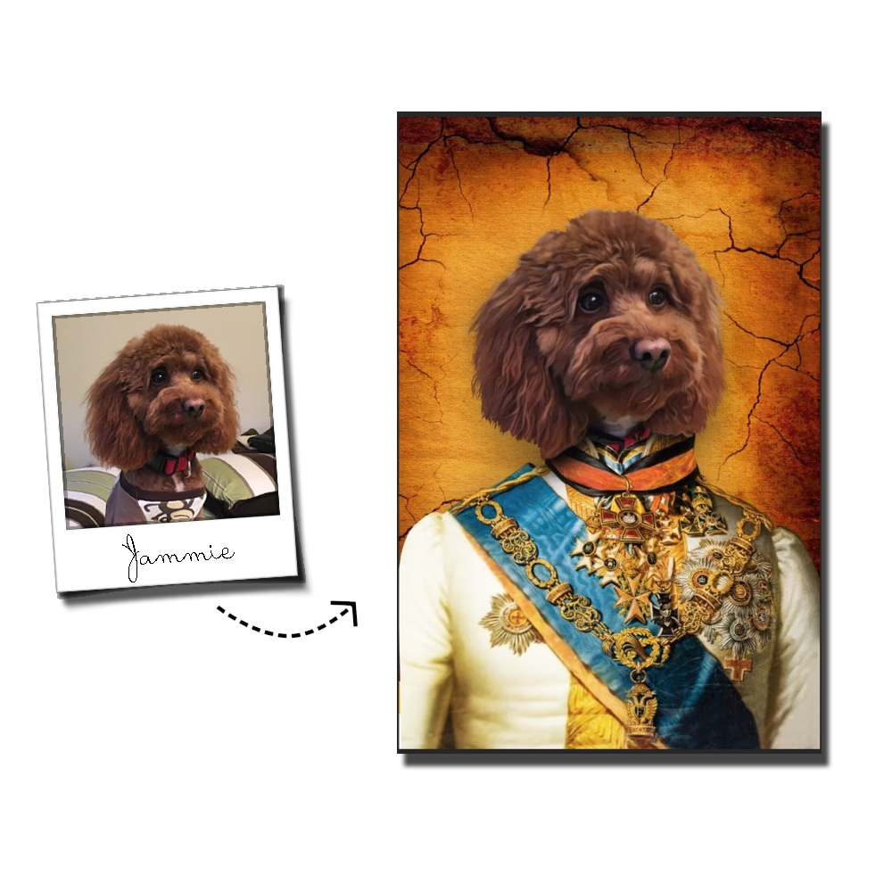 The Prince Custom Pet Portrait - Pet Canvas - Pet Poster - Noble Pawtrait