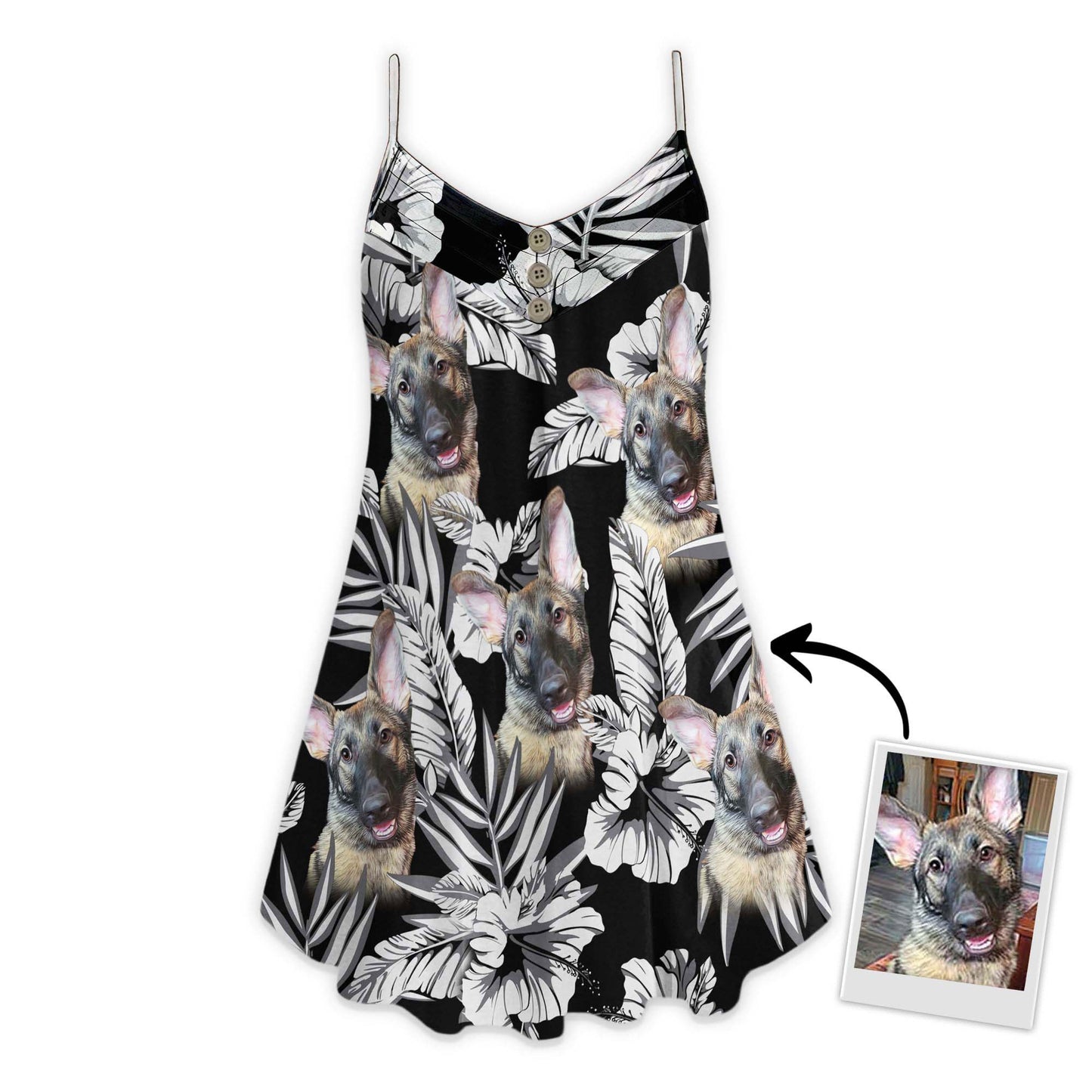 Robe camisole à motif de fleurs personnalisées, cadeau personnalisé pour maman de chien (couleur noire)