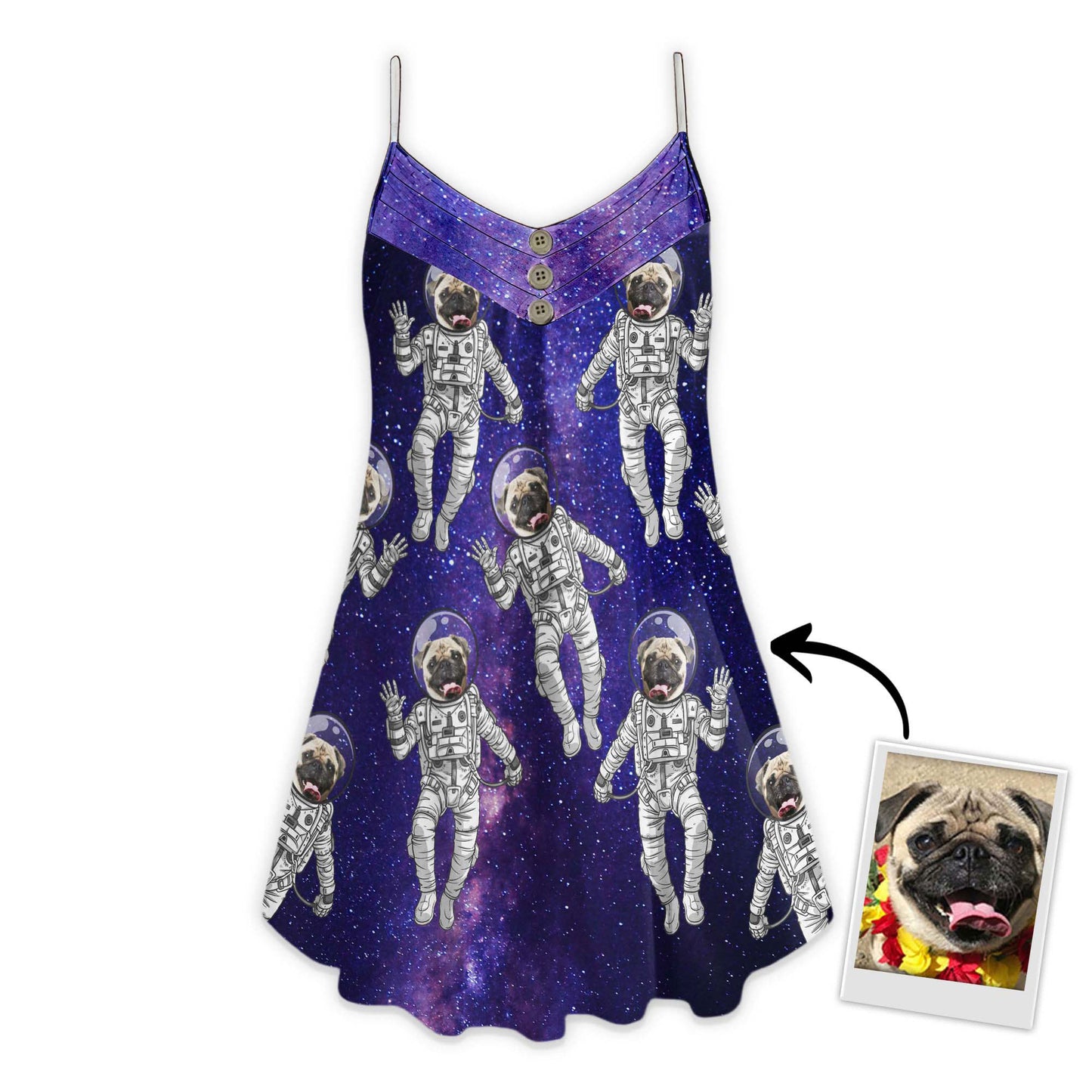 Robe Cami personnalisée à motif galaxie, cadeau personnalisé pour maman chien