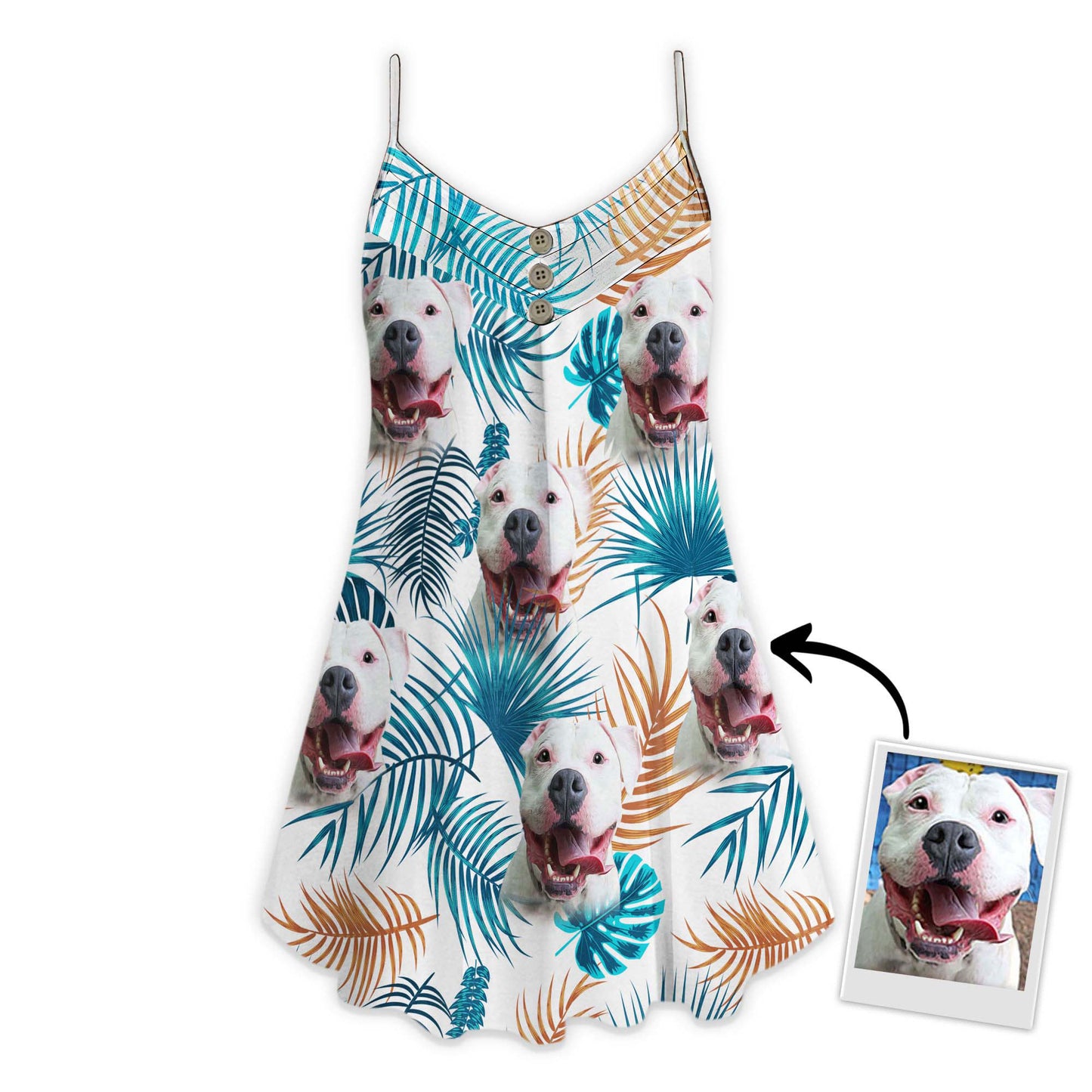 Robe camisole à motif de feuilles personnalisées, cadeau personnalisé pour maman de chien (couleur blanche)