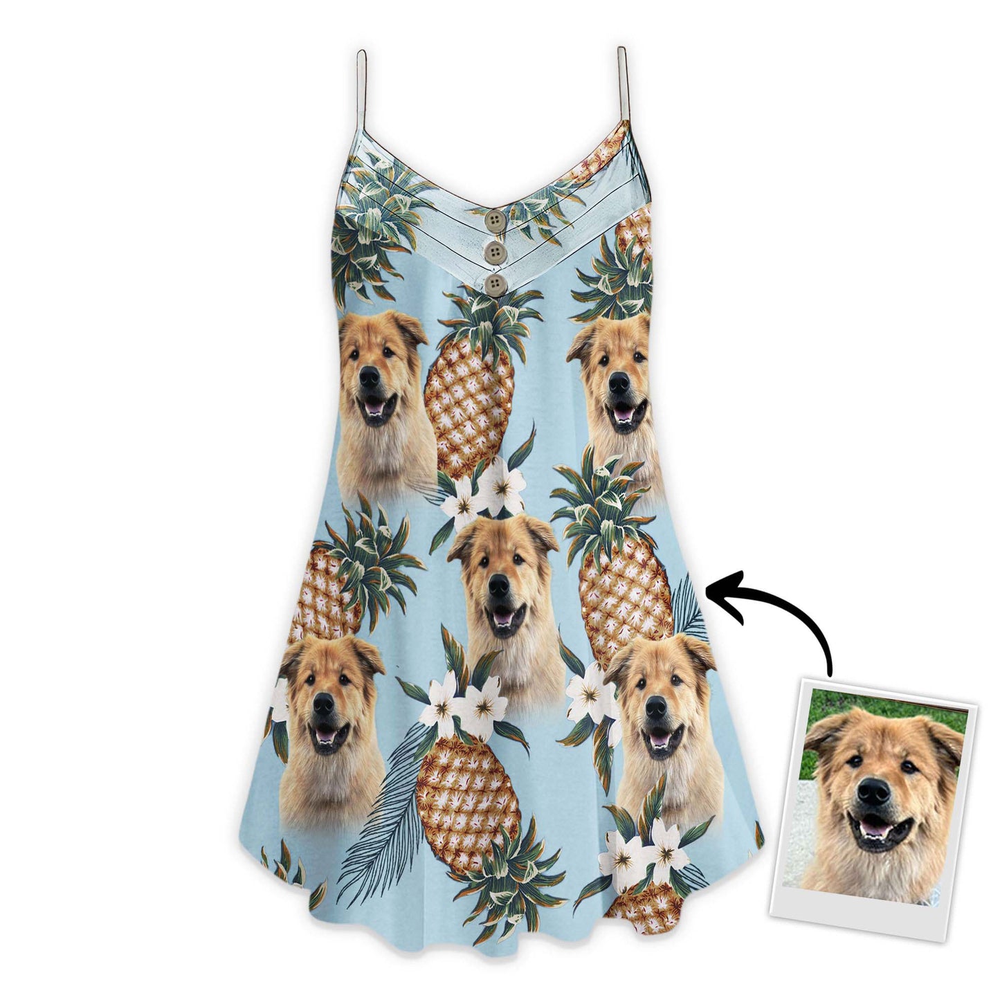 Robe camisole personnalisée à motif d'ananas, cadeau personnalisé pour maman de chien (couleur bleu clair)