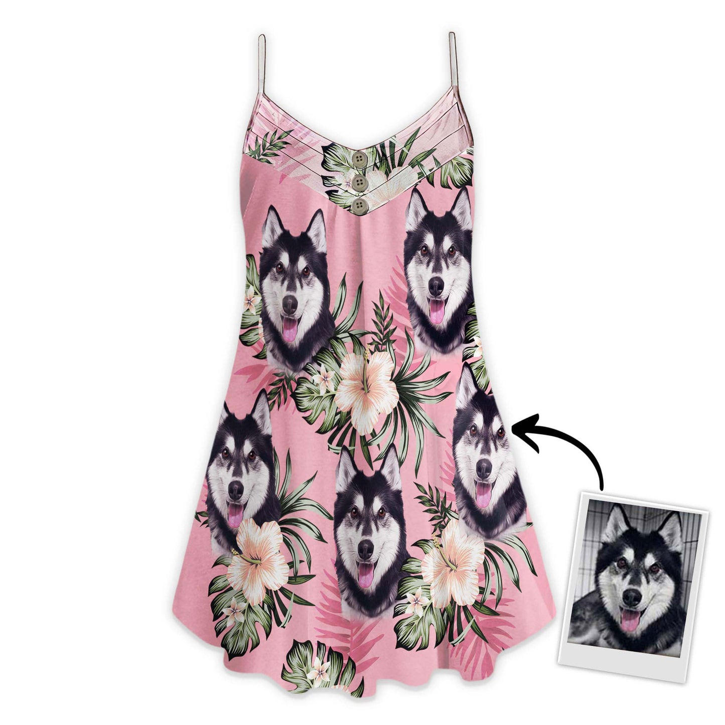 Robe camisole à motif de fleurs personnalisées, cadeau personnalisé pour maman de chien (couleur rose)