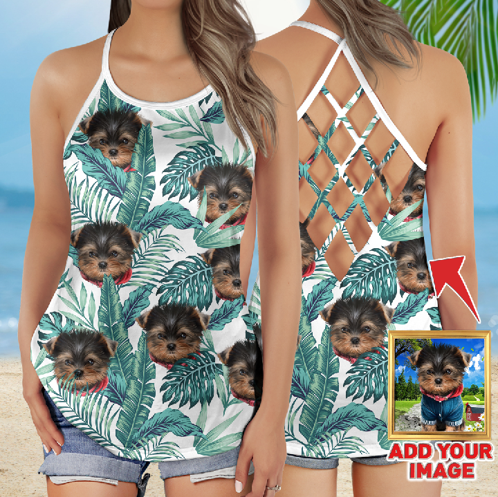Custom Tropical Criss Cross Open Back Tank Top