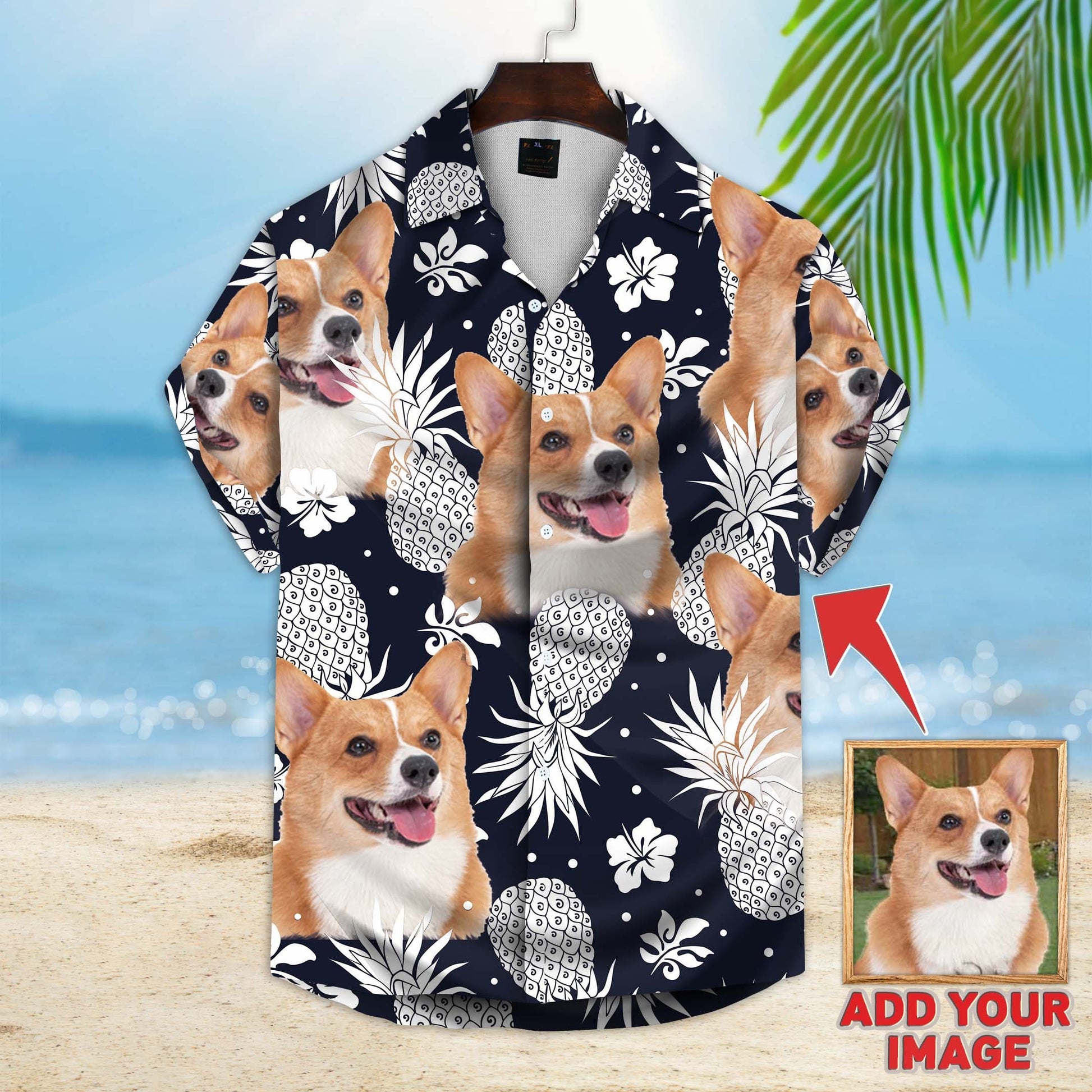 Custom Pineapple Pattern Short-Sleeve Hawaiian Shirt (Black Color) - Noble Pawtrait