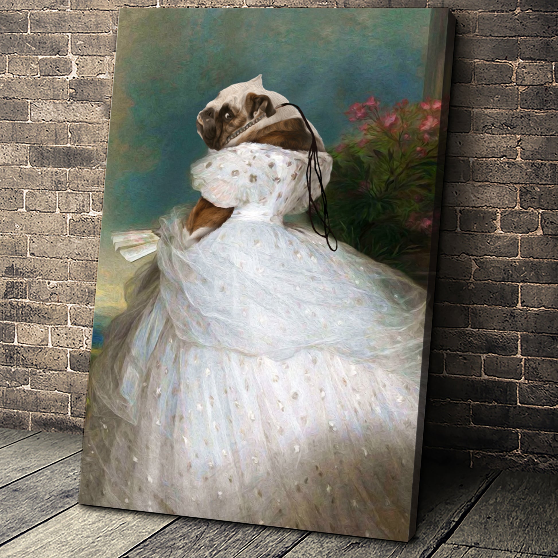 Lady in White Custom Pet Portrait - Noble Pawtrait