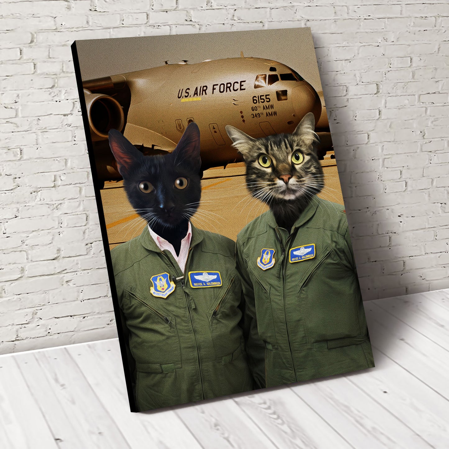 The Duo US Pilots Custom Pet Portrait Canvas - Noble Pawtrait
