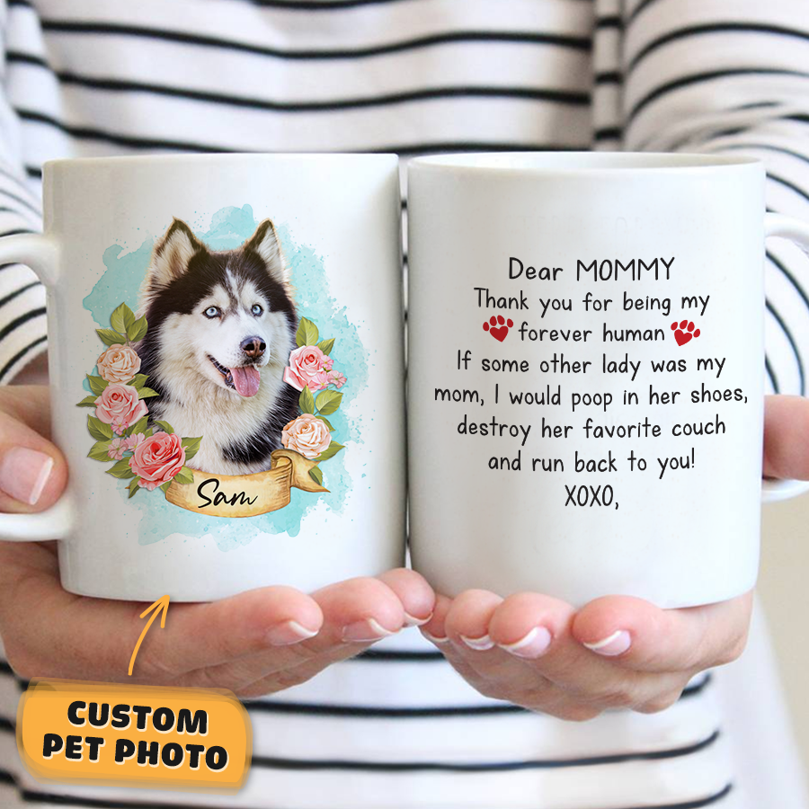 Rose Wreath Watercolor Custom Pet Mug - Noble Pawtrait