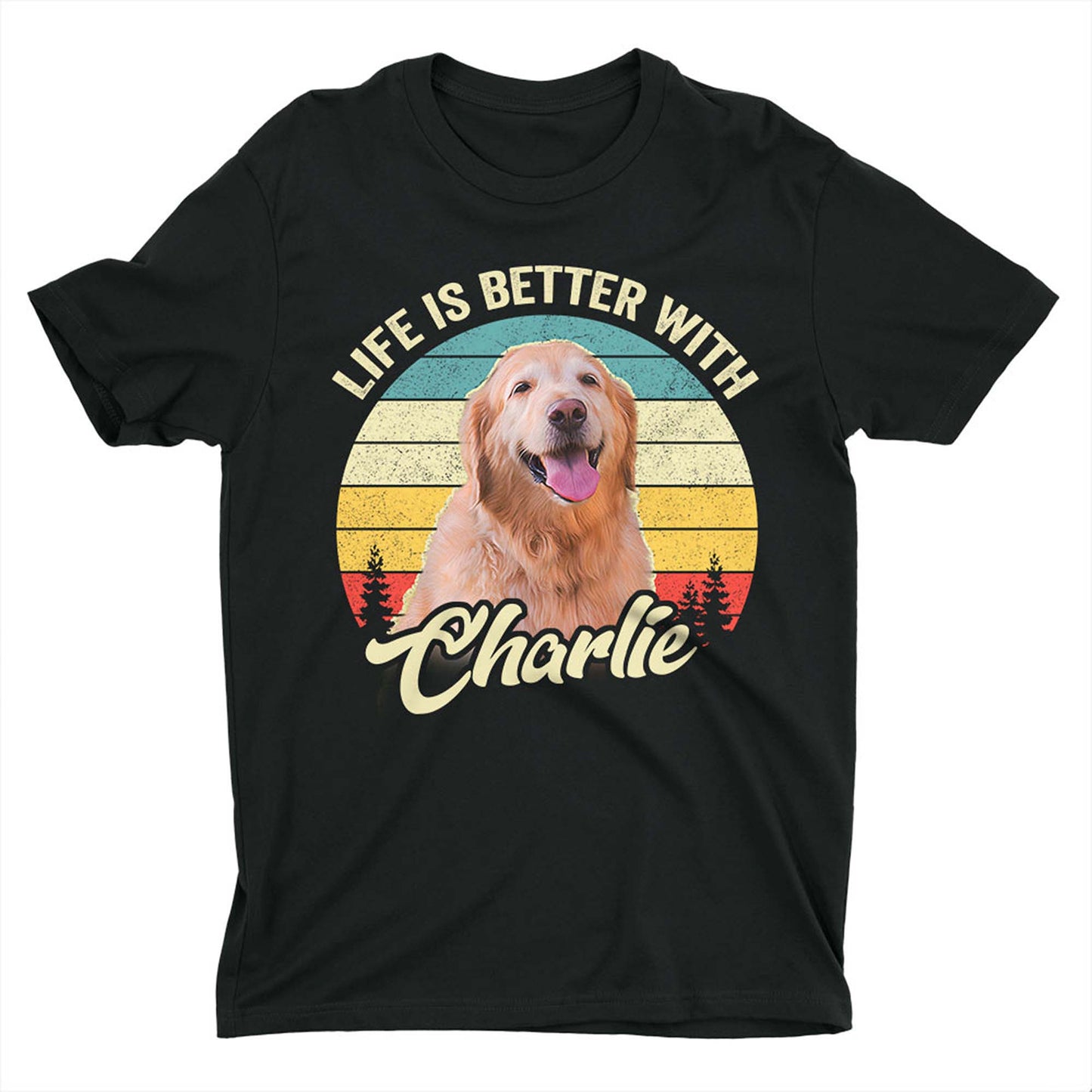 Custom T Shirt With Pet Face | Personalized Gift For Dog & Cat Lovers | Life Is Better With A Dog Unisex T Shirt