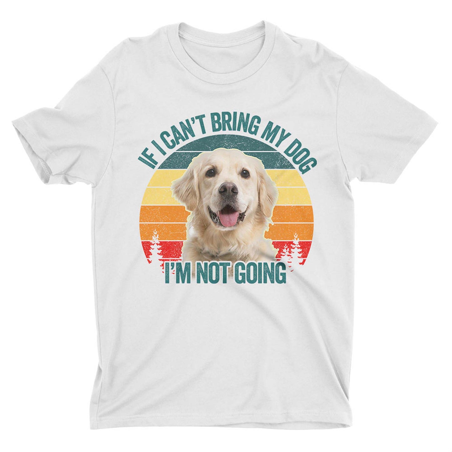 T-shirt personnalisé avec visage d’animal de compagnie | Cadeau personnalisé pour les amoureux des chiens et des chats | Si je ne peux pas amener mon animal de compagnie, je n'y vais pas T-shirt unisexe