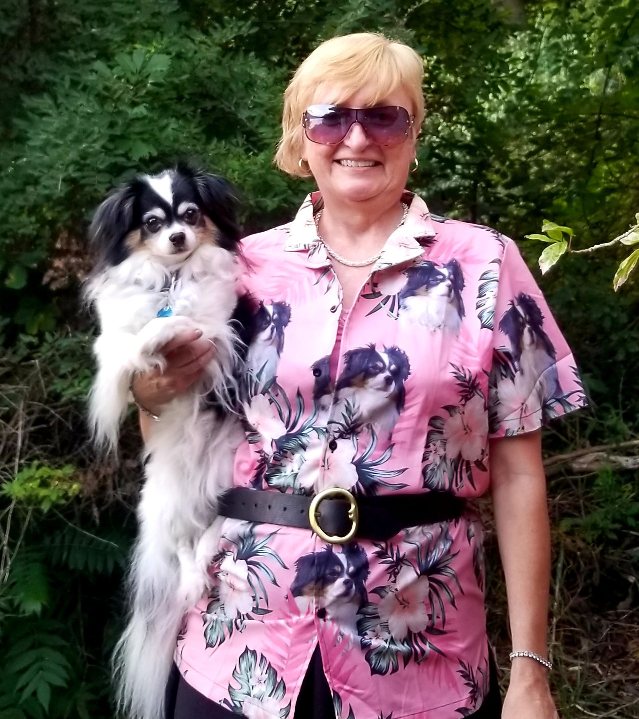 Custom Hawaiian Shirt For Dog Lovers | Personalized Puppy Lovers Gift | Flowers Pattern Pink Color Aloha Shirt