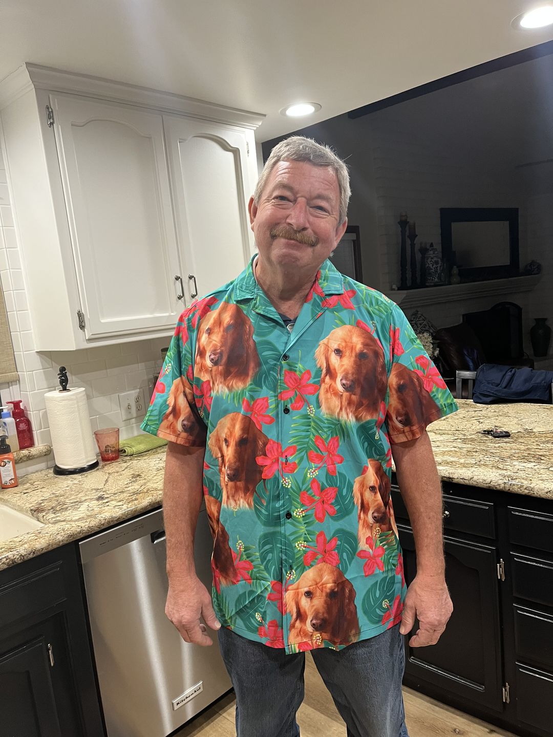 Custom Hawaiian Shirt For Dog Lovers | Personalized Puppy Lovers Gift | Leaves & Flowers Pattern Mint Color Aloha Shirt
