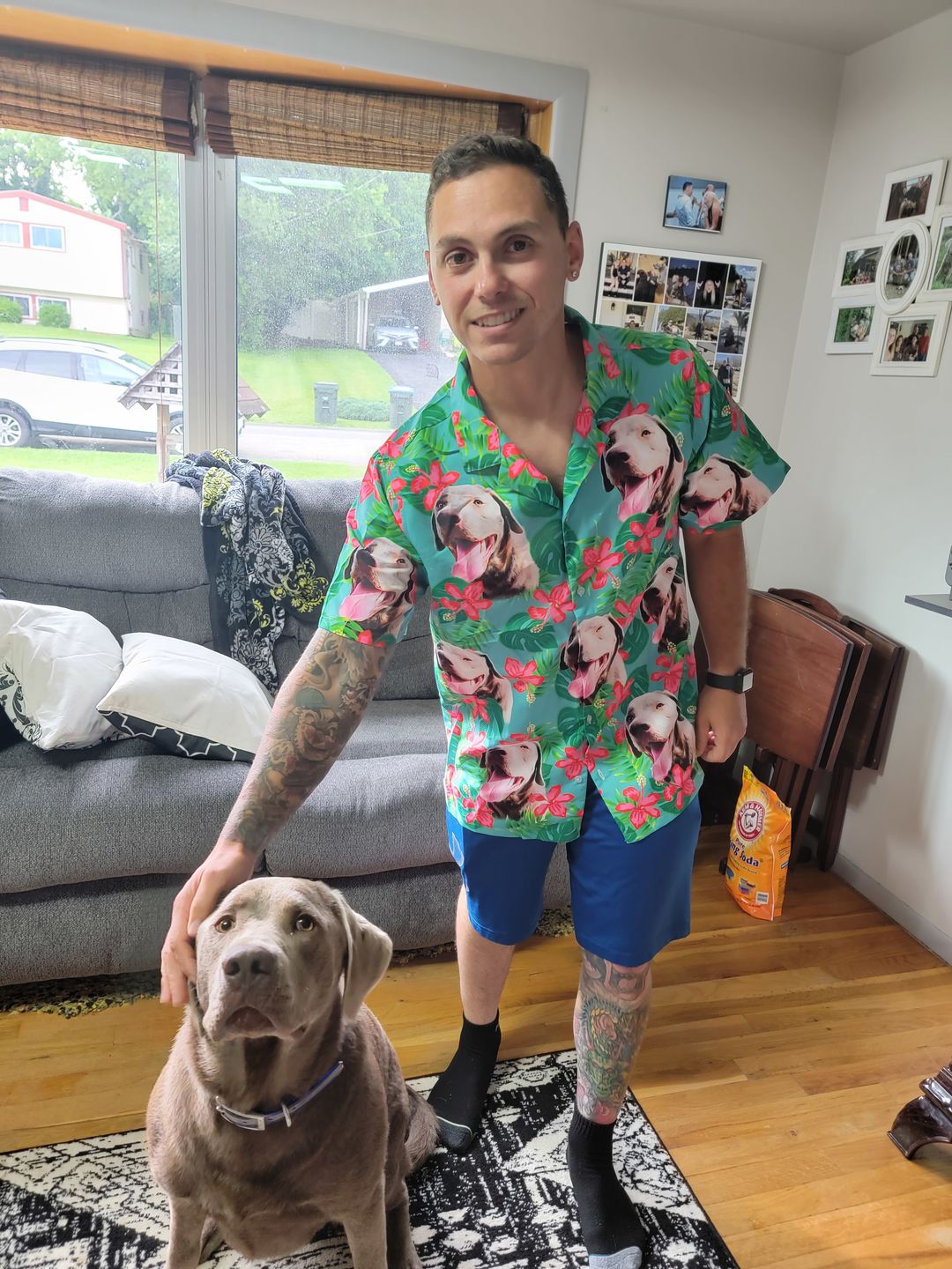 Custom Hawaiian Shirt For Dog Lovers | Personalized Puppy Lovers Gift | Leaves & Flowers Pattern Mint Color Aloha Shirt