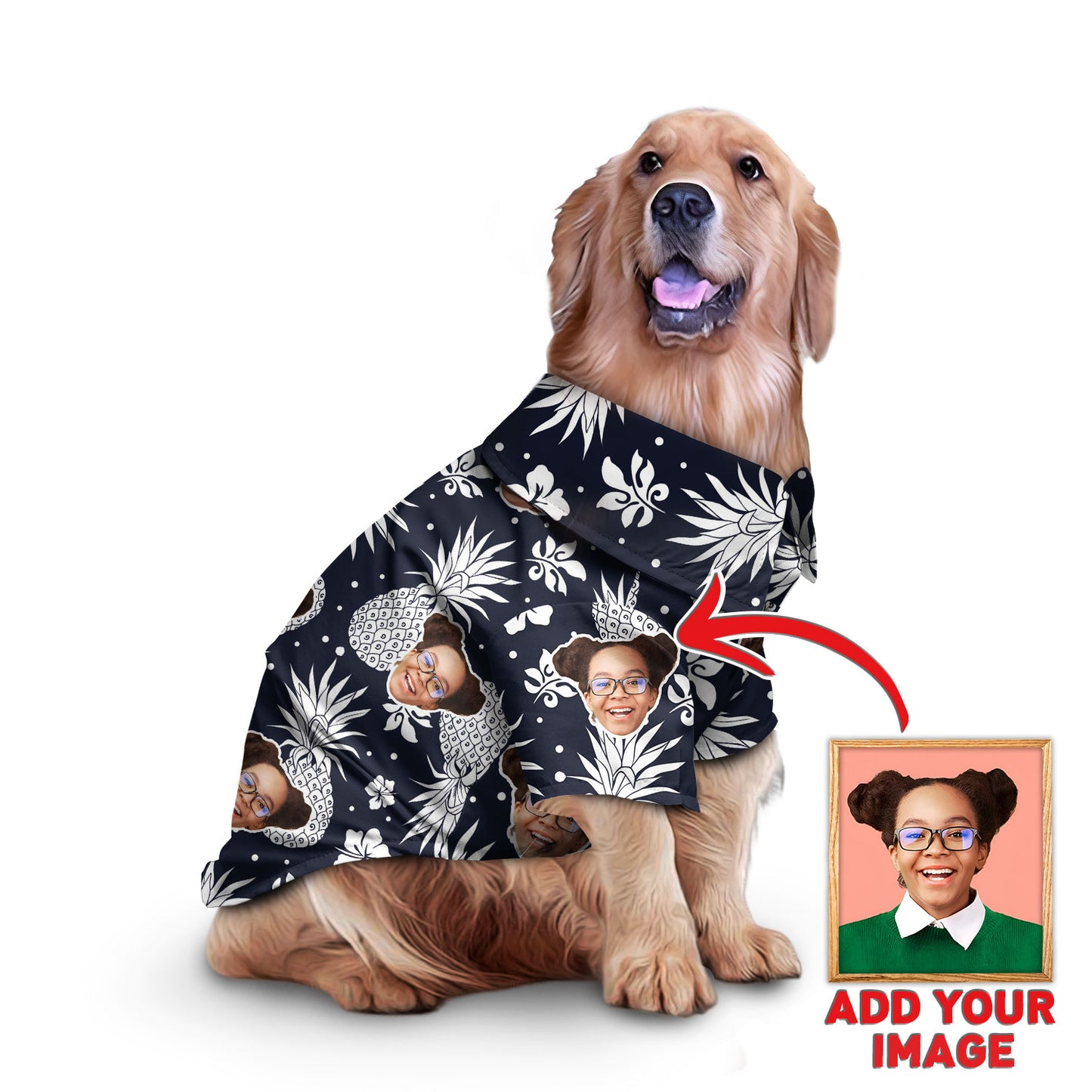 Chemise Hawaïenne Personnalisée Pour Animal De Compagnie Motif Bleu Foncé