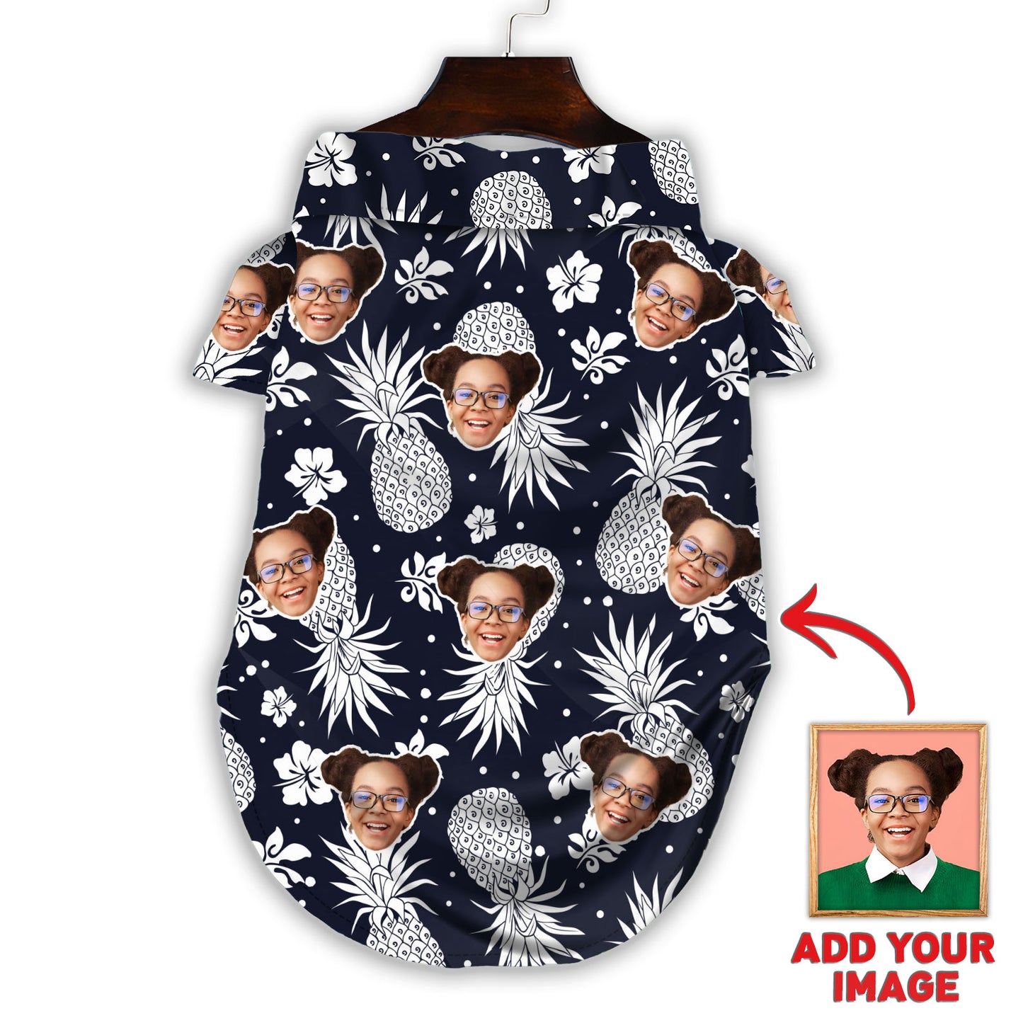 Chemise Hawaïenne Personnalisée Pour Animal De Compagnie Motif Bleu Foncé