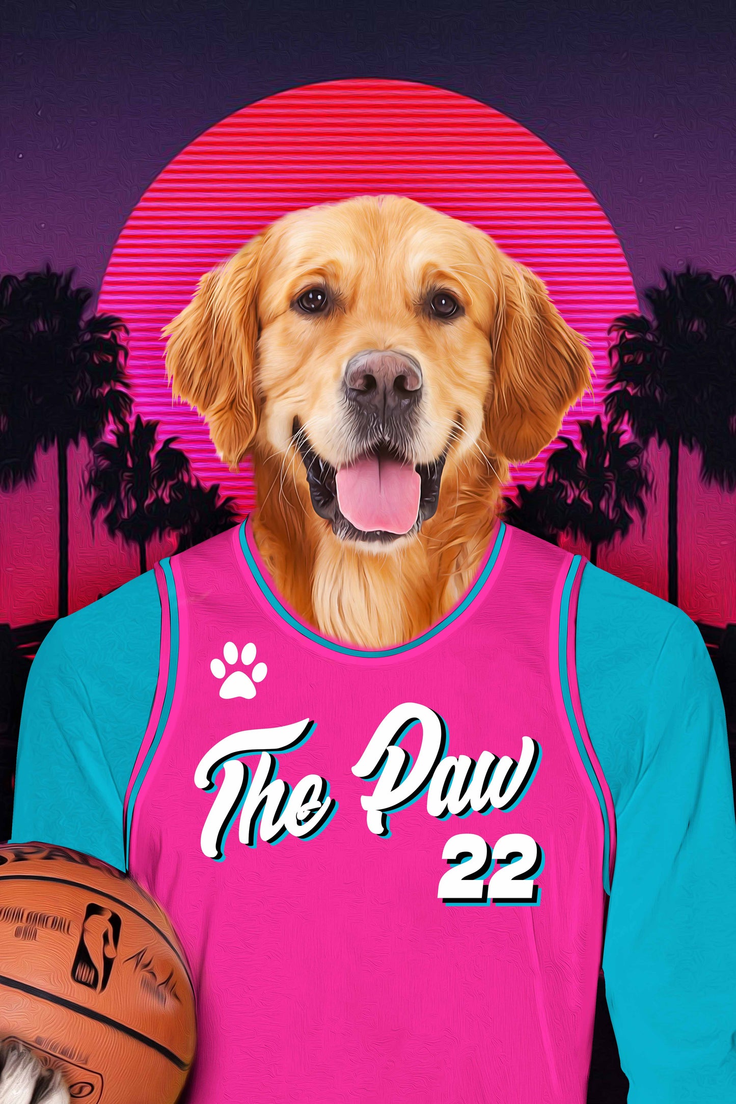 The Pink Heat Custom Pet Portrait - Noble Pawtrait