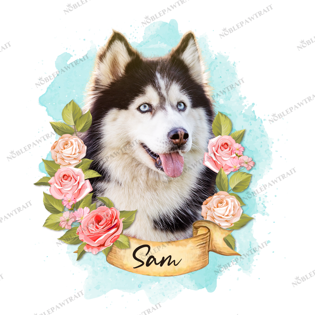 Rose Wreath Watercolor Custom Pet Mug - Noble Pawtrait