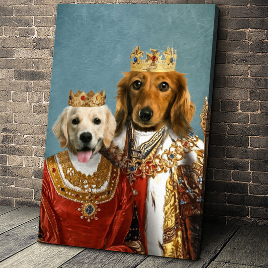 Royal King and Queen Custom Pet Portrait Canvas - Noble Pawtrait