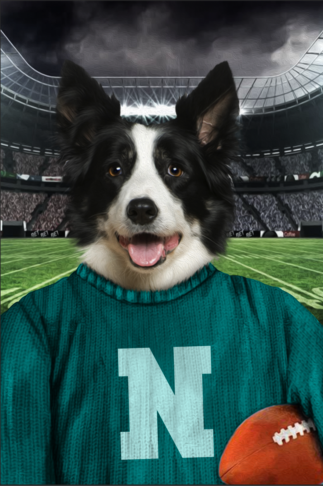 The Vintage Footballer Custom Pet Portrait - Noble Pawtrait