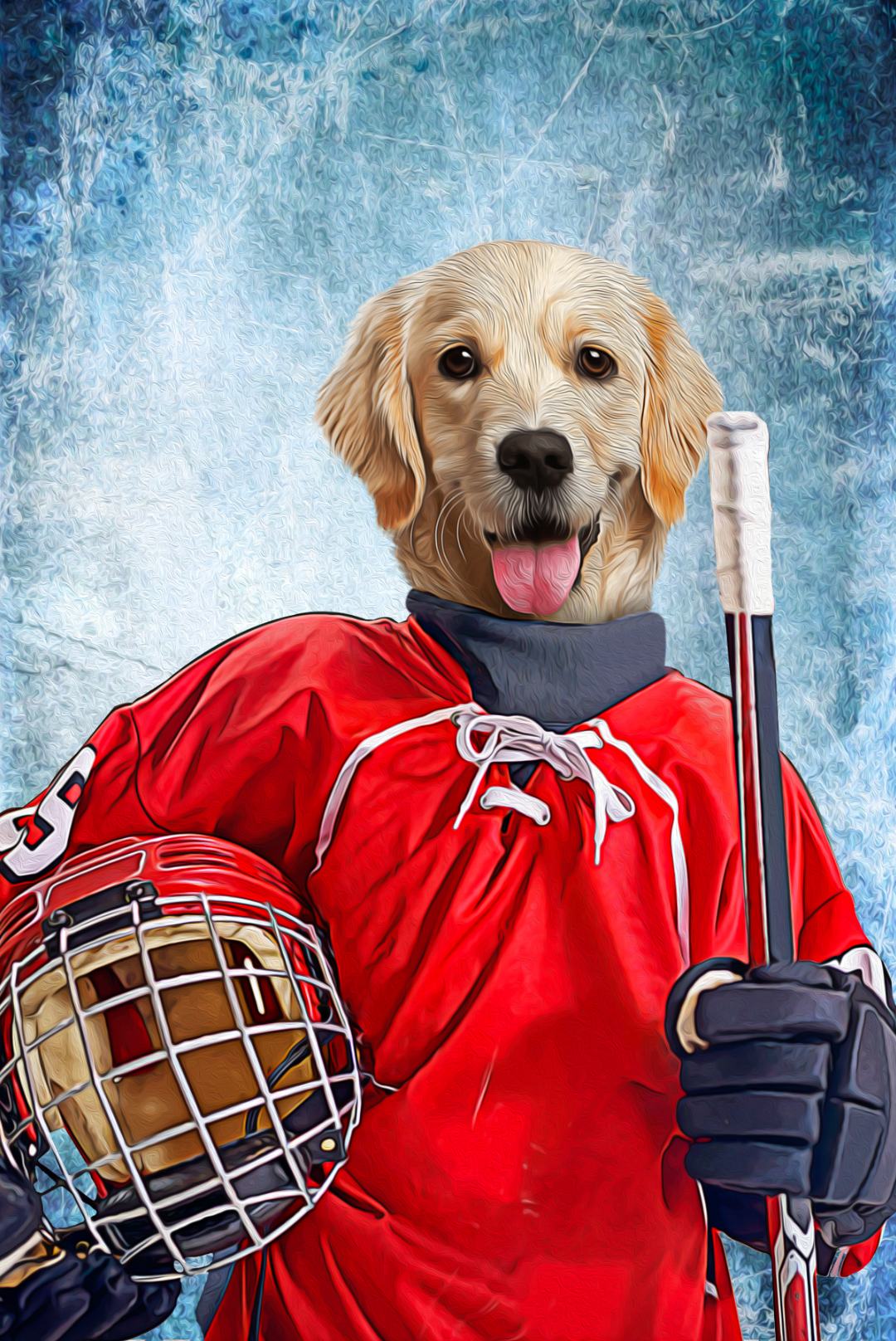 The Ice Hockey Player Custom Pet Portrait - Noble Pawtrait