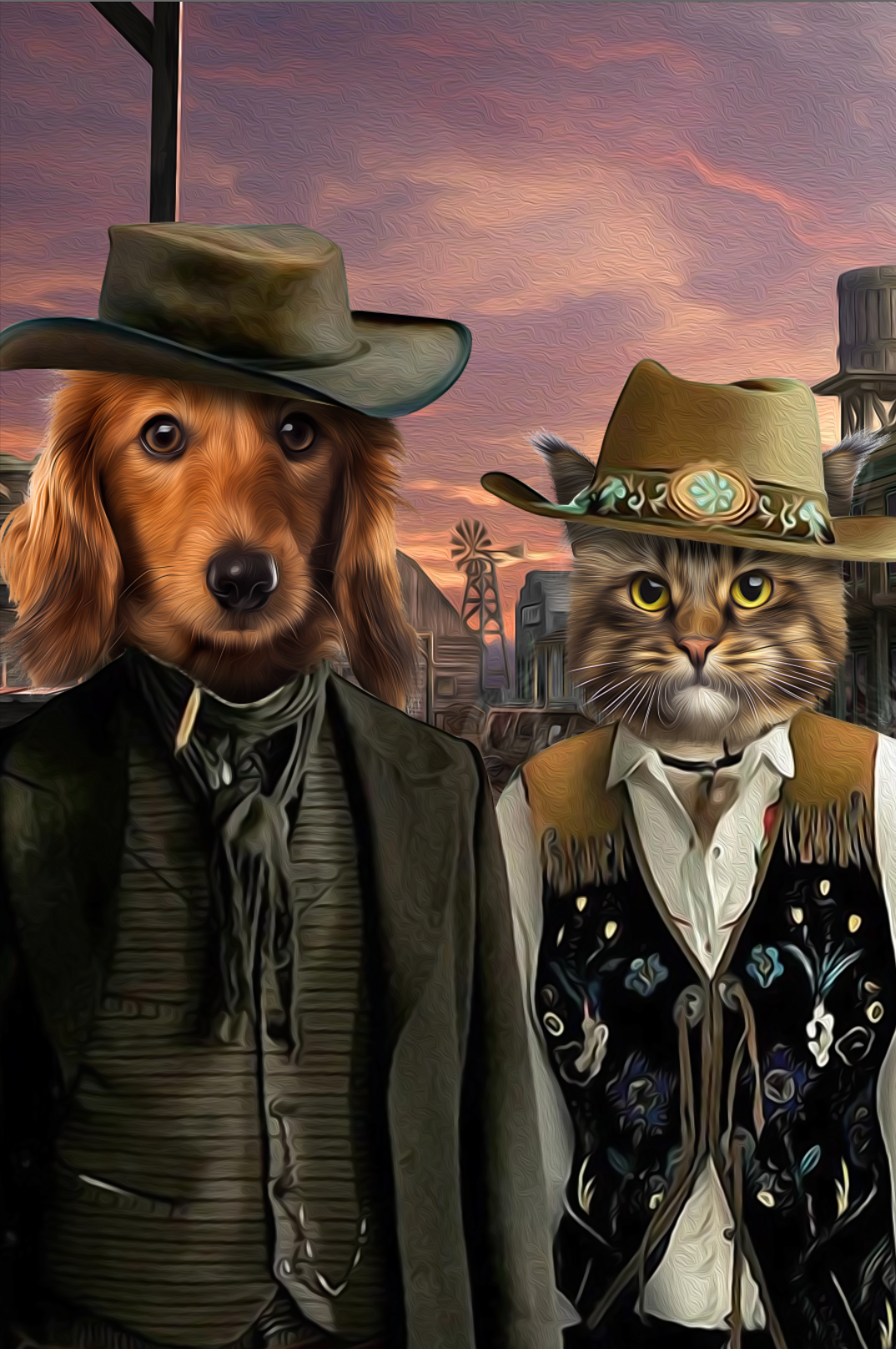 The Wild West Custom Pet Portrait Canvas - Noble Pawtrait