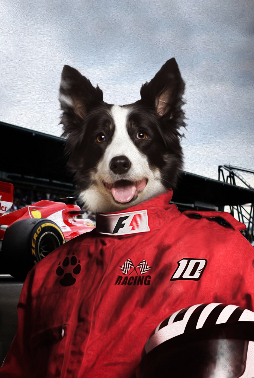 The Racer Custom Pet Portrait - Noble Pawtrait