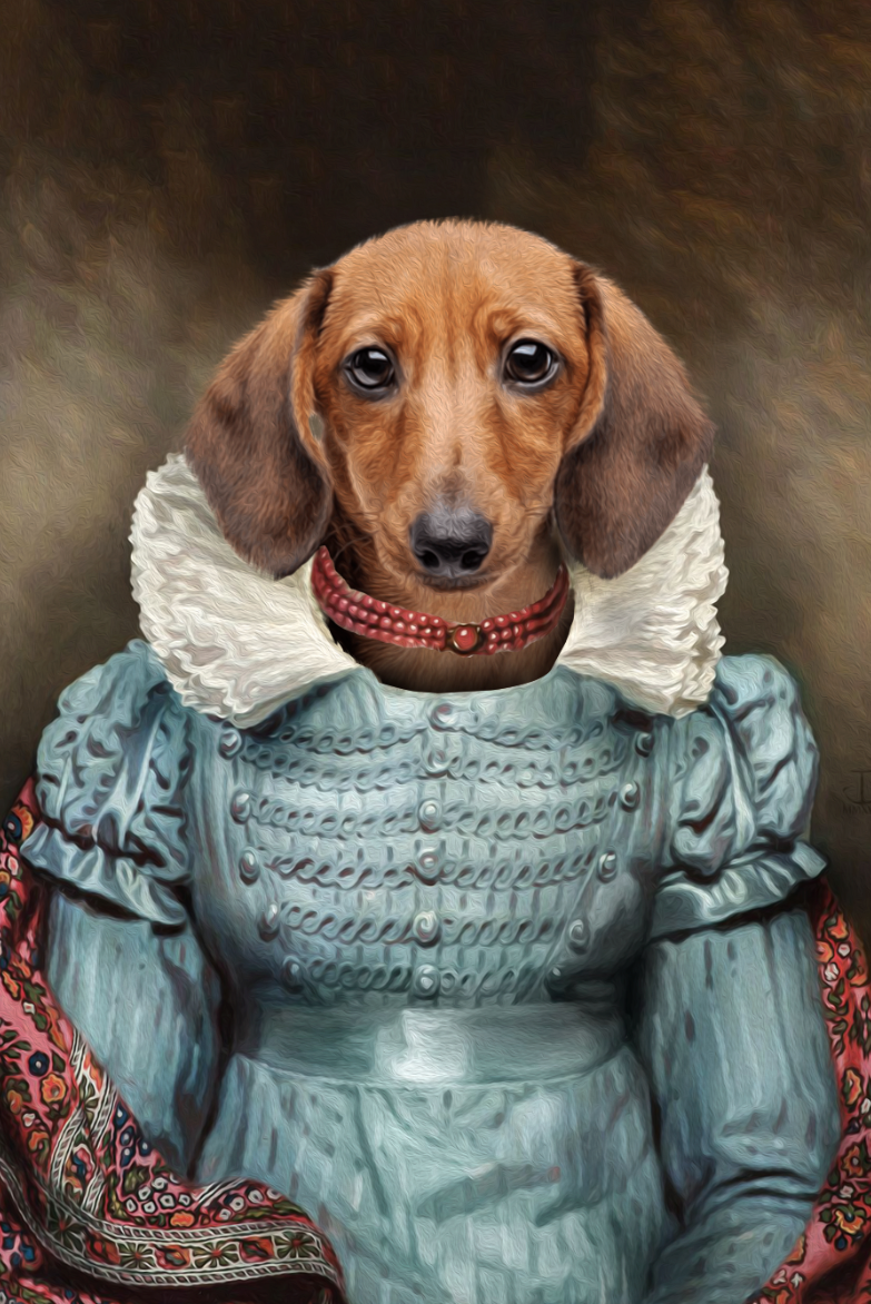 The Red Pearl Lady Custom Pet Portrait - Noble Pawtrait