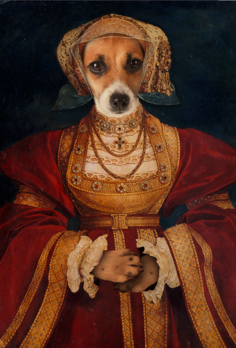 Lady in Orange Custom Pet Portrait - Noble Pawtrait