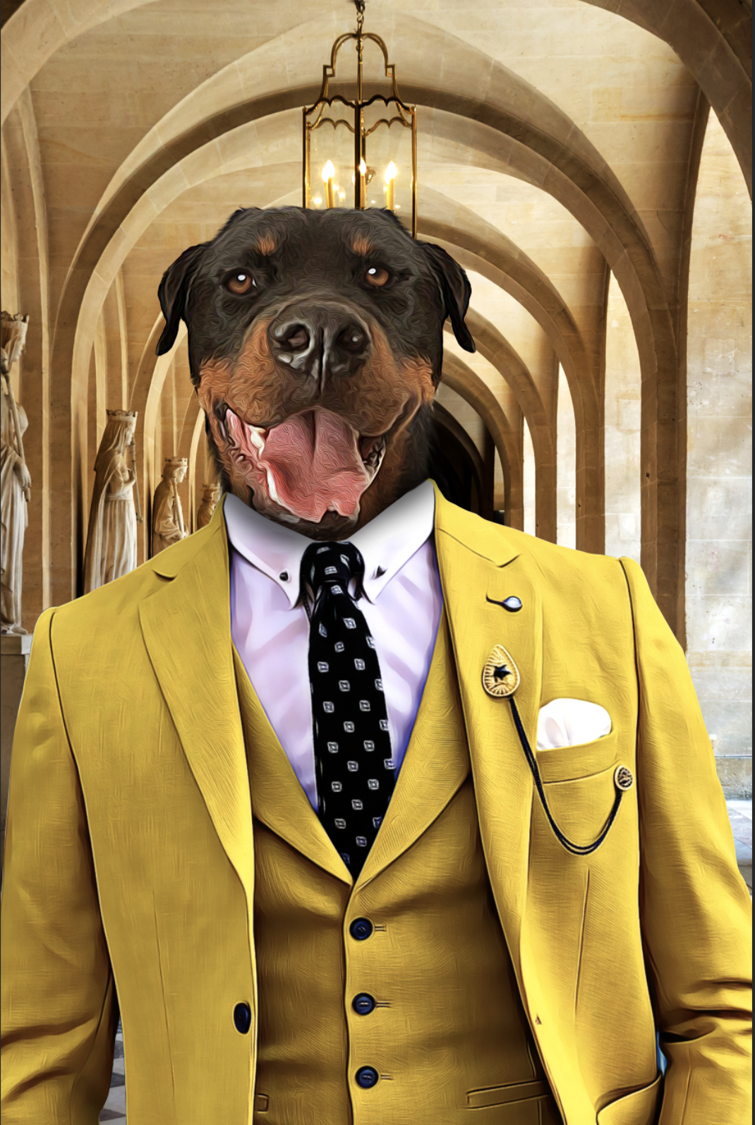 The Yellow Suit Custom Pet Portrait Poster - Noble Pawtrait