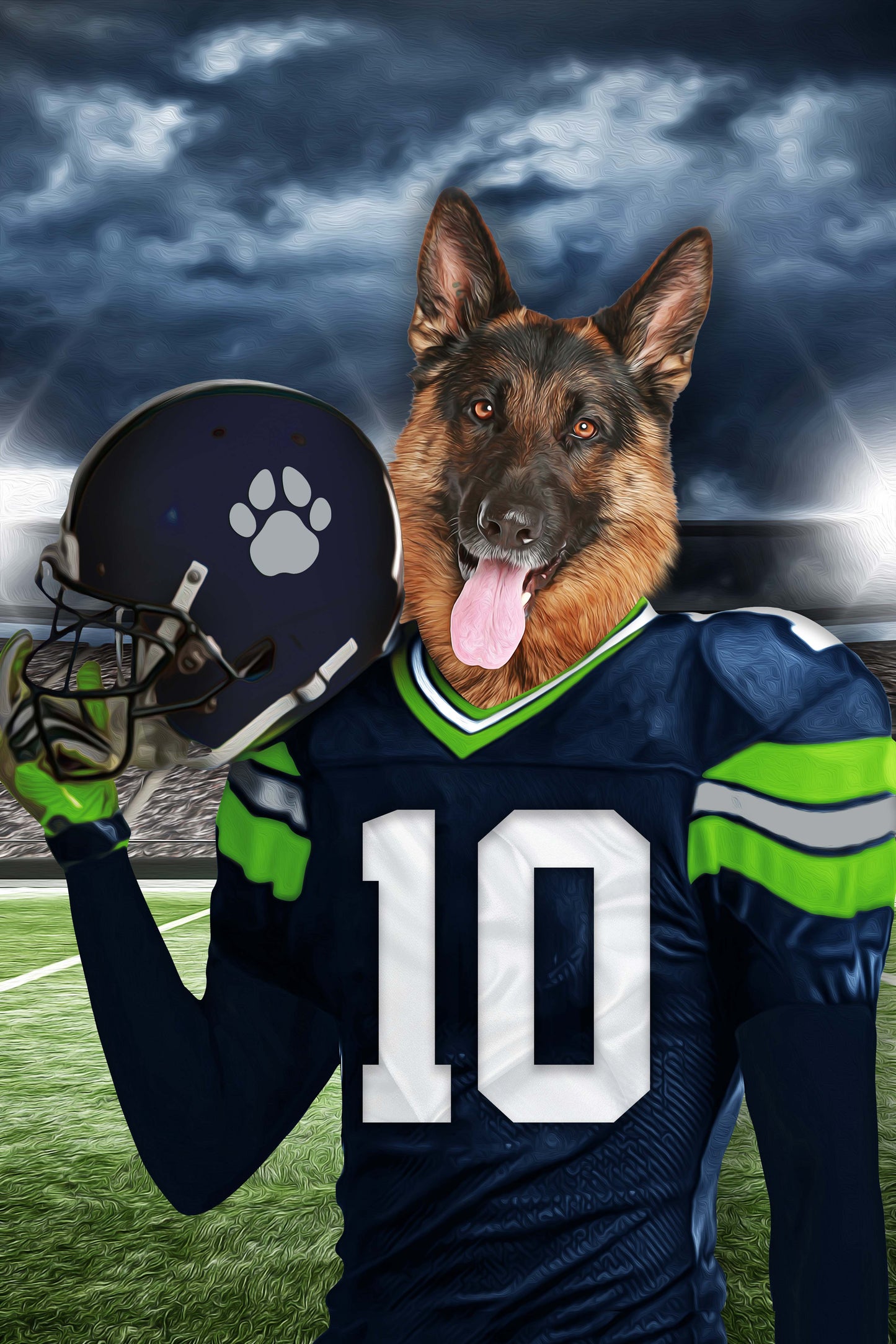 Seattle Fan Custom Pet Portrait - Noble Pawtrait
