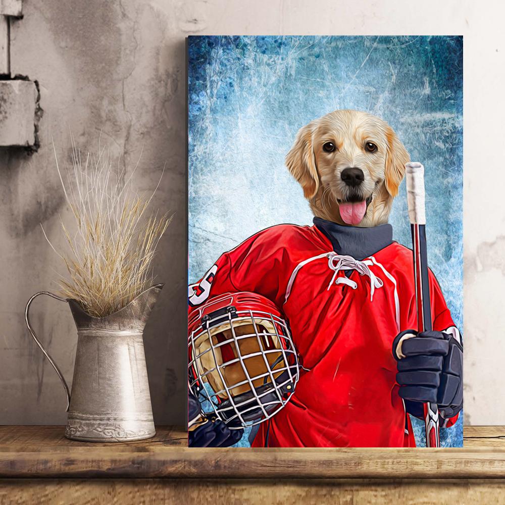 The Ice Hockey Player Custom Pet Portrait - Noble Pawtrait