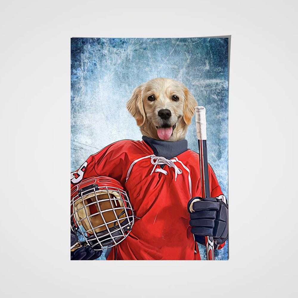 The Ice Hockey Player Custom Pet Portrait - Noble Pawtrait