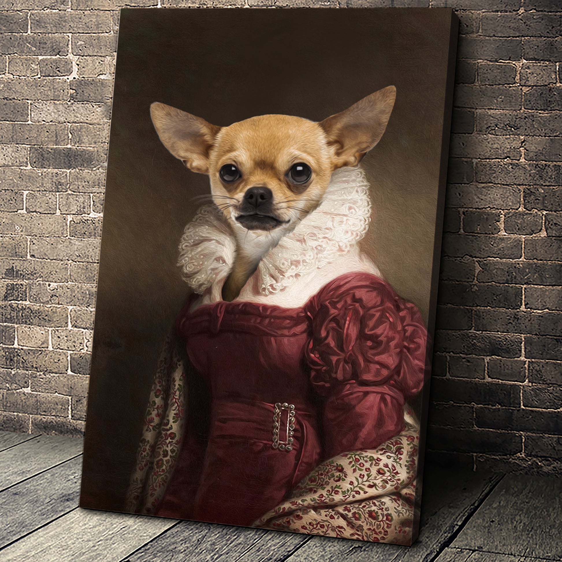 The Lady in Red Custom Pet Portrait - Noble Pawtrait