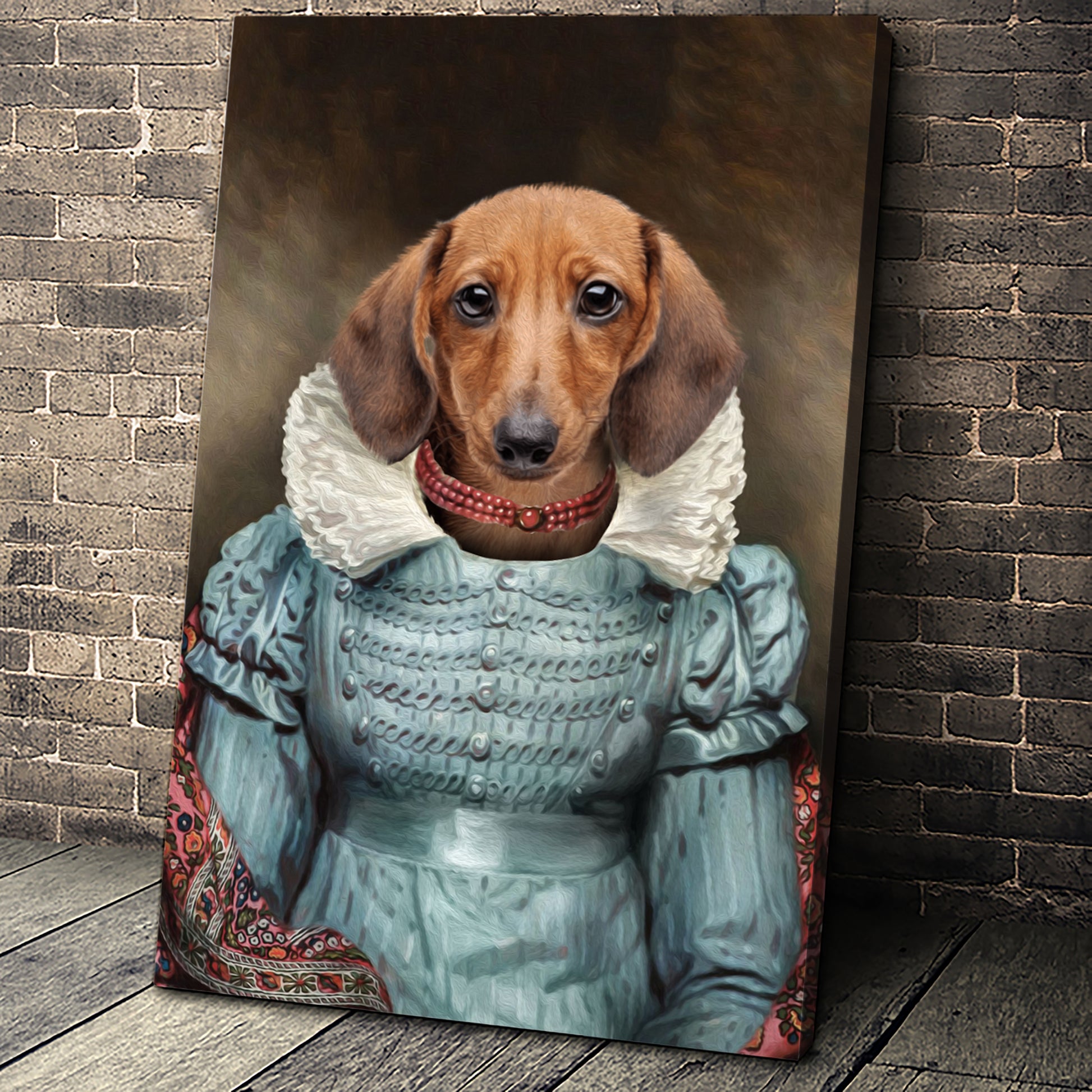 The Red Pearl Lady Custom Pet Portrait - Noble Pawtrait