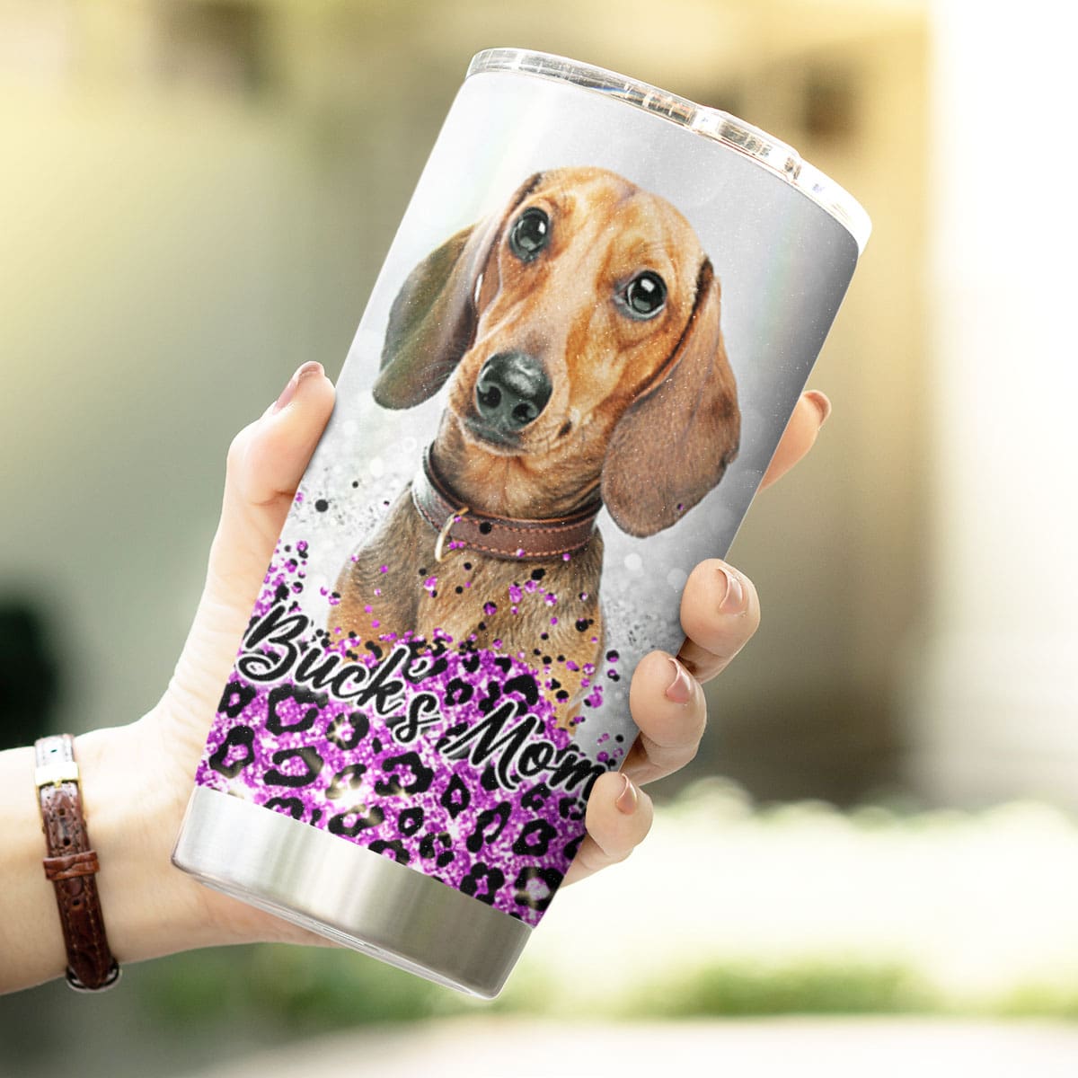 Custom Pet Cheetah Pattern 20oz Personalized Tumbler (Pink Color)