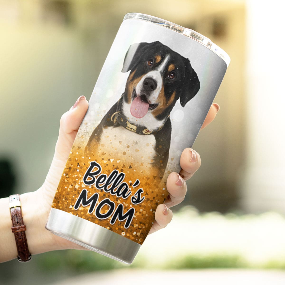 Custom Pet Glitter Pattern 20oz Personalized Tumbler (Gold Color)