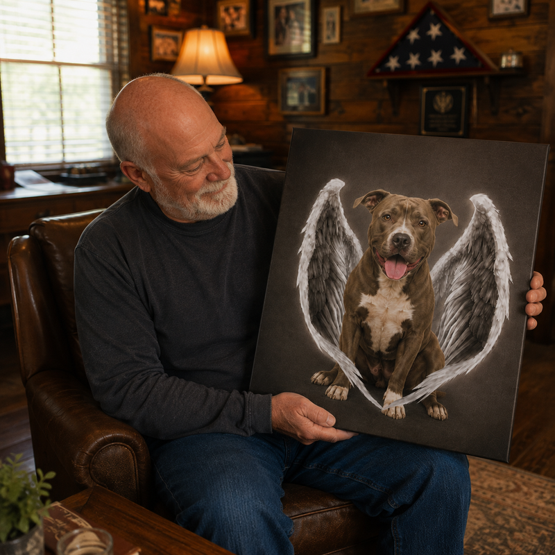 Pet memorial portrait customer