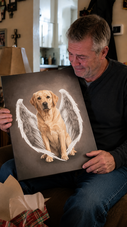 Le portrait personnalisé d’animal de compagnie d’ailes d’ange