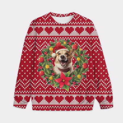 Custom Your Own Christmas Wearth Sweater With Your Pet Face