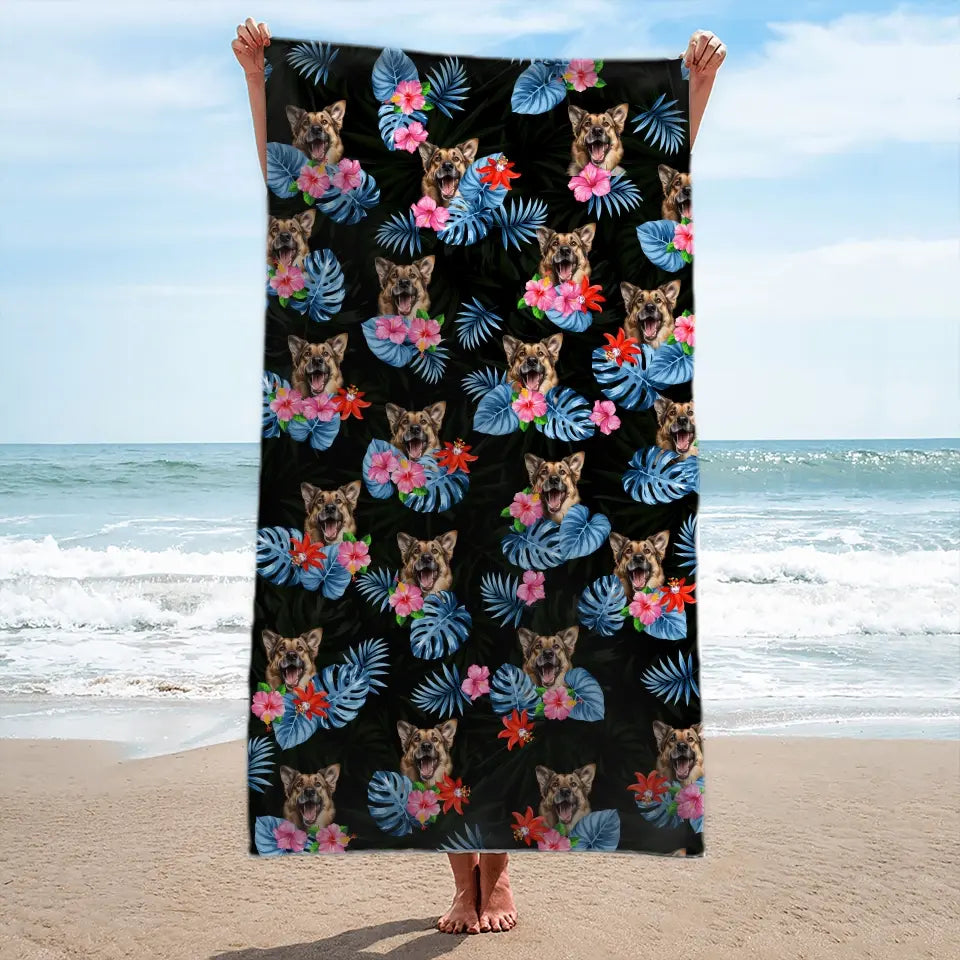 Personalized Beach Towel With Your Pet Face - Over 300 Combinations