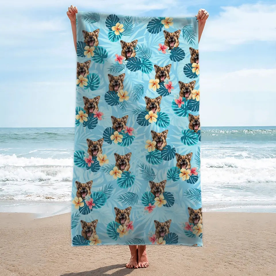 Personalized Beach Towel With Your Pet Face - Over 300 Combinations