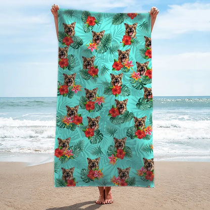 Personalized Beach Towel With Your Pet Face - Over 300 Combinations