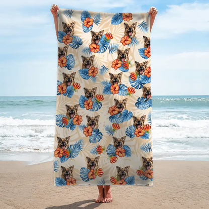 Personalized Beach Towel With Your Pet Face - Over 300 Combinations