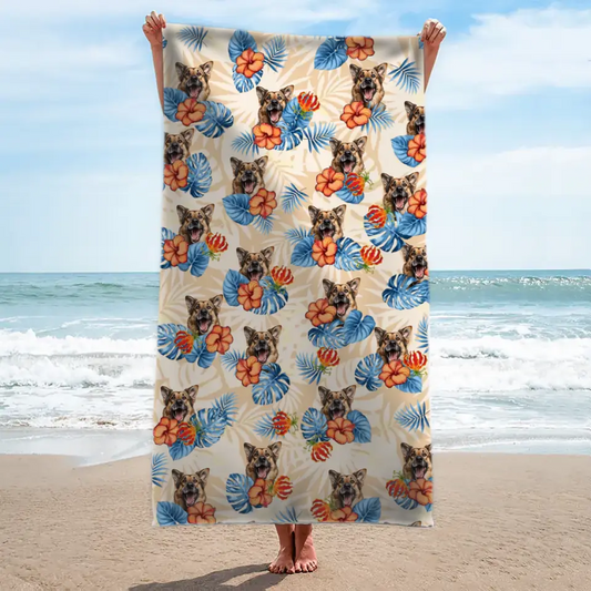 Personalized Beach Towel With Your Pet Face - Over 300 Combinations