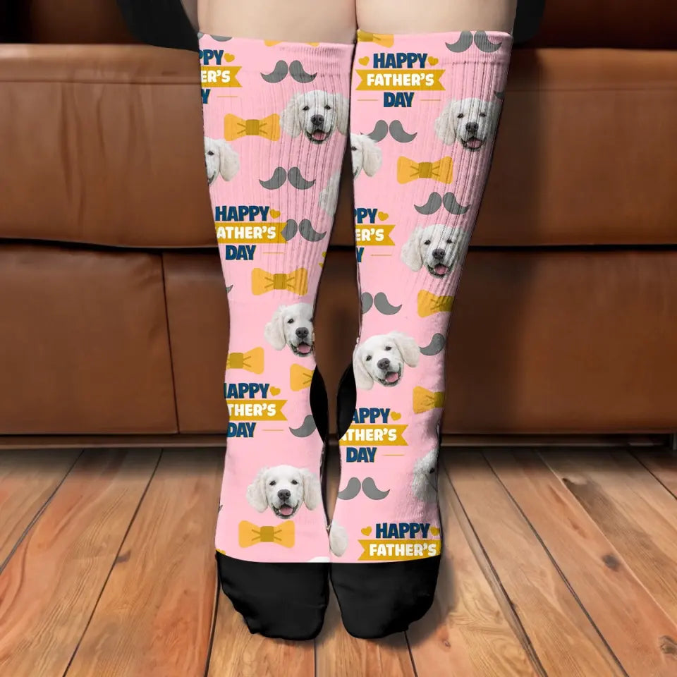 Personalized Pet Dad Sock - Gift For Dog Dad, Cat Dad - Custom With Pet Faces