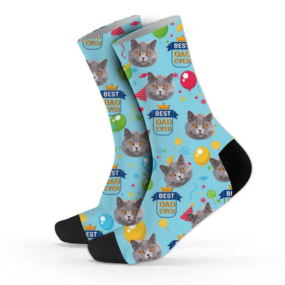 Personalized Pet Dad Sock - Gift For Dog Dad, Cat Dad - Custom With Pet Faces