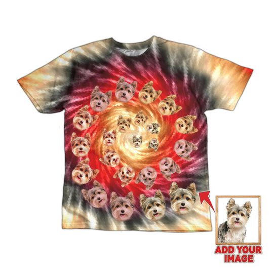 All Over Print Black And Red Tie Dye Custom Pet T-shirt