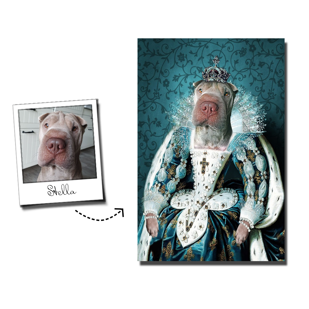 The Queen Custom Pet Portrait - Noble Pawtrait