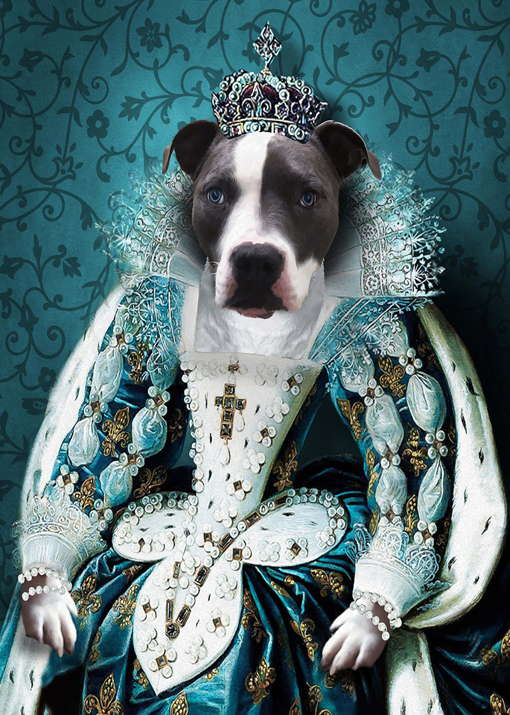 The Queen Custom Pet Portrait Canvas - Noble Pawtrait