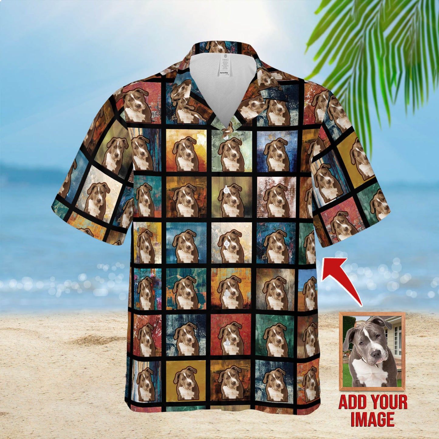 Chemise hawaïenne personnalisée avec visage d’animal de compagnie | Cadeau personnalisé pour les amoureux des animaux de compagnie | Chemise Aloha à motif portrait carré